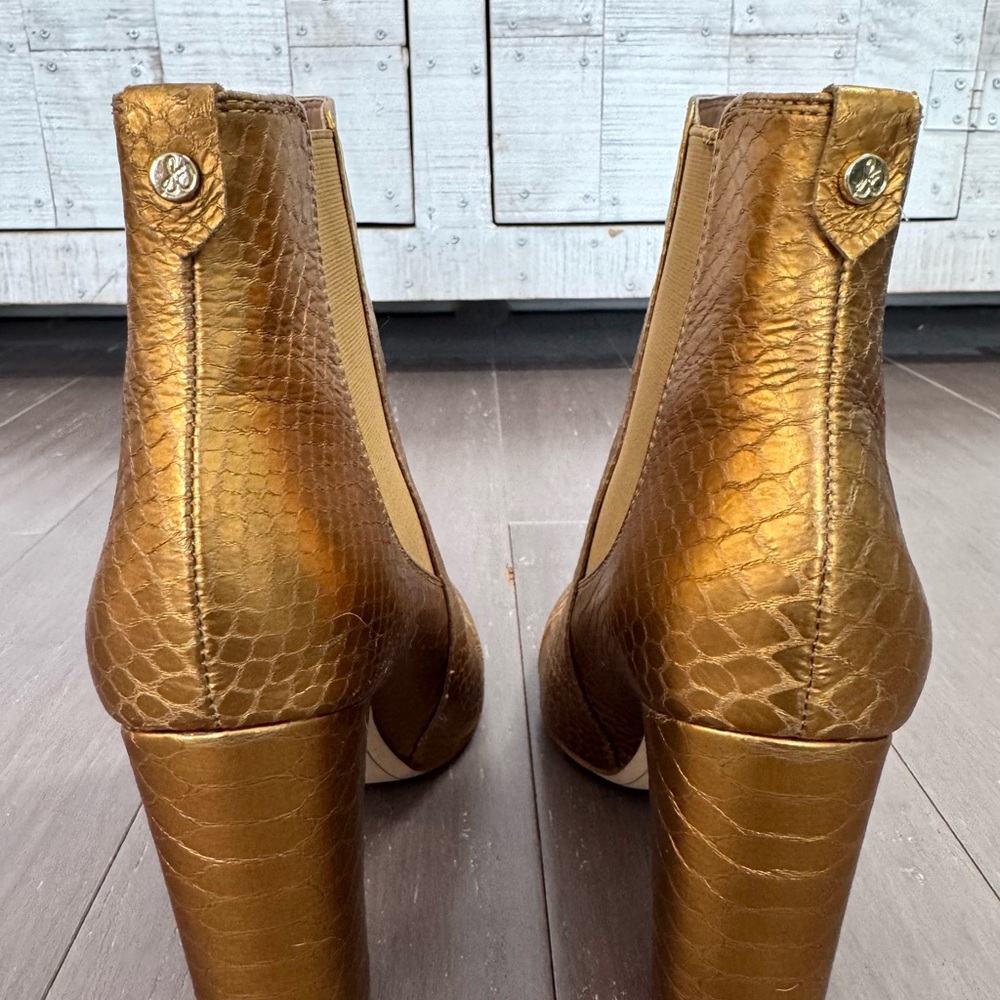 Sam Edelman Gold Snake-Python Heeled Booties Woma… - image 6